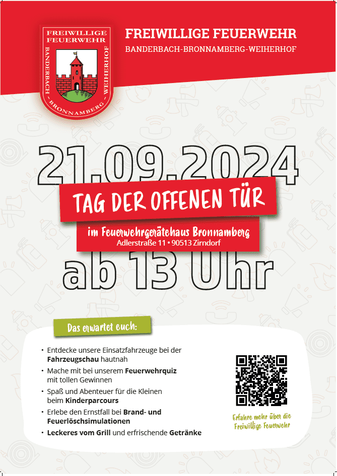 Die Freiwillige Feuerwehr Bronnamberg lädt zum Tag der offenen Tür 2024 ein: Einblicke in die Feuerwehrarbeit und Mitmachaktionen für die ganze Familie.