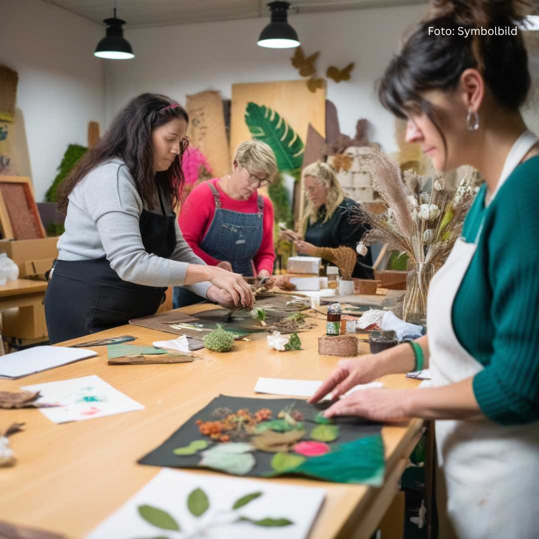 Der Natur-Art-Workshop in Zirndorf bietet eine einzigartige Gelegenheit, unter Anleitung von Felicitas Berstel kreative Collagen aus Naturmaterialien zu gestalten.