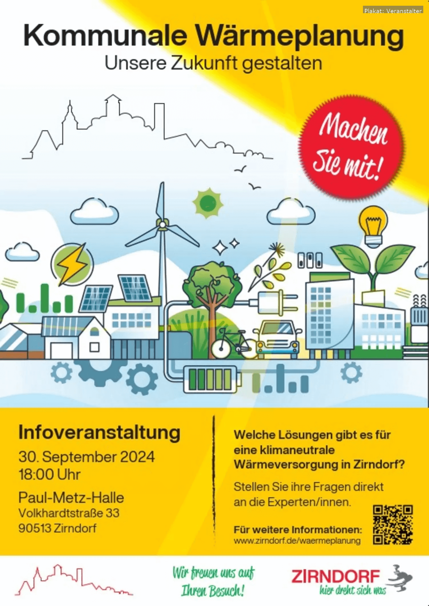 Infoveranstaltung zur kommunalen Wärmeplanung in Zirndorf: Am 30. September 2024 erfahren Bürger, wie die Stadt eine nachhaltige Wärmeversorgung umsetzen möchte.